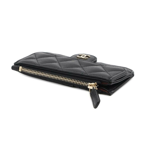 シャネル カードケース マトラッセ クラシック ジップ キルティング キャビアスキン ココマーク AP2570 黒