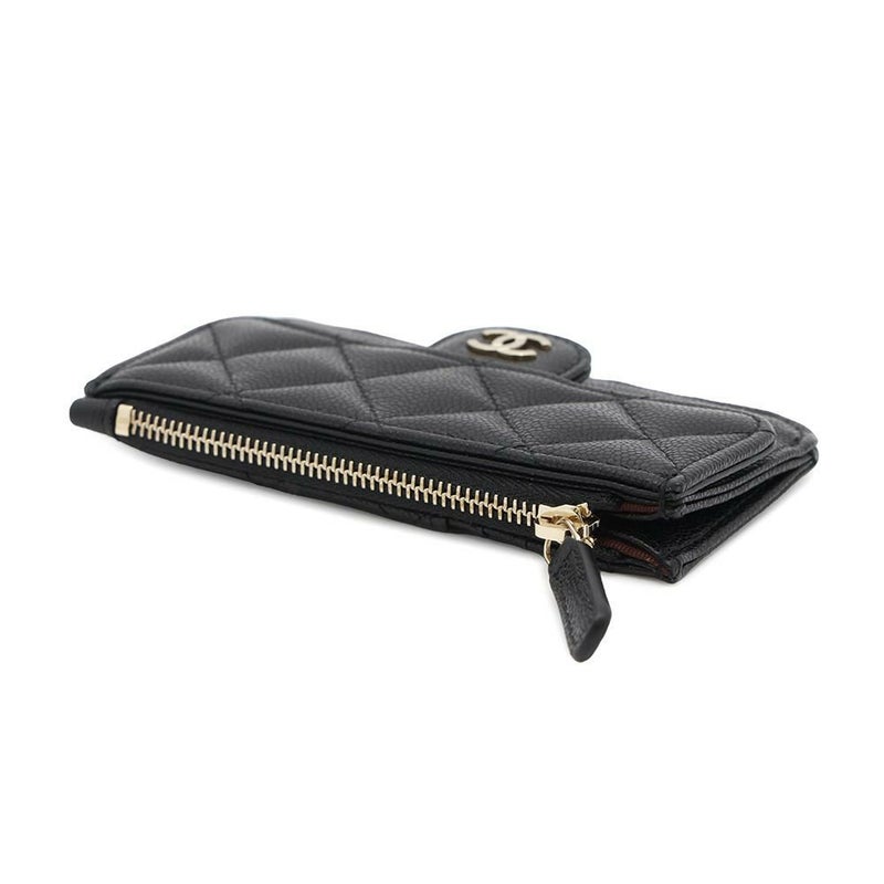 シャネル カードケース マトラッセ クラシック ジップ キルティング キャビアスキン ココマーク AP2570 黒