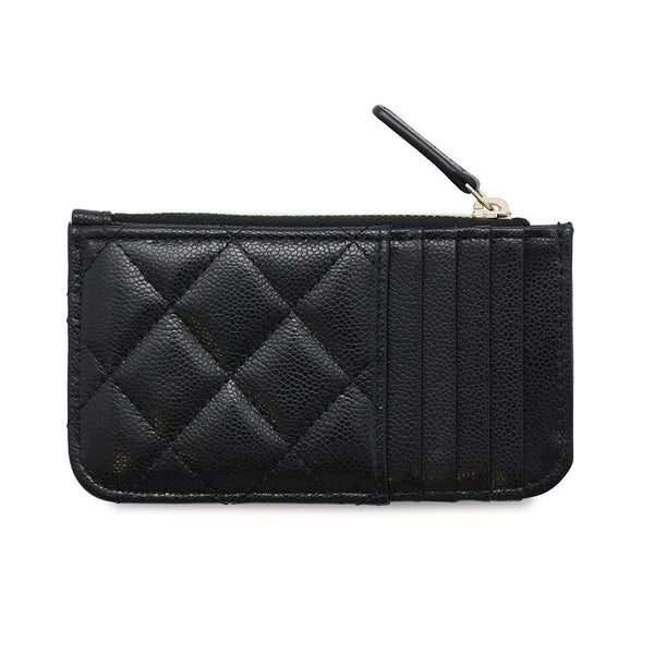 シャネル カードケース マトラッセ クラシック ジップ キルティング キャビアスキン ココマーク AP2570 黒