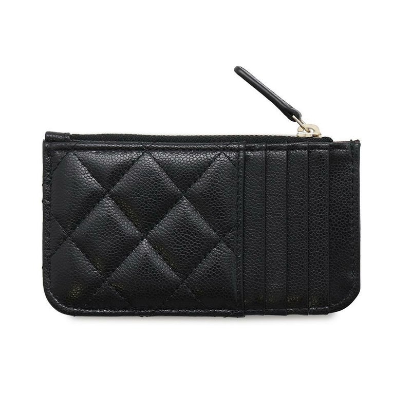 シャネル カードケース マトラッセ クラシック ジップ キルティング キャビアスキン ココマーク AP2570 黒