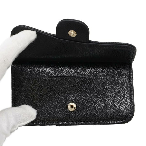 シャネル カードケース マトラッセ クラシック ジップ キルティング キャビアスキン ココマーク AP2570 黒