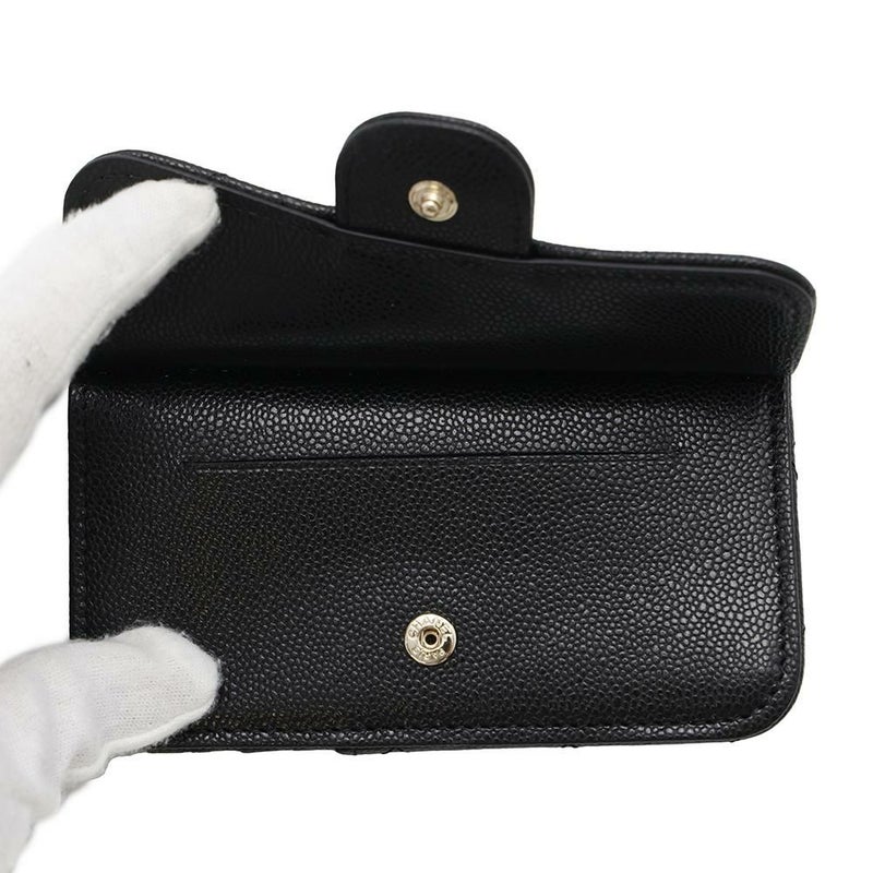 シャネル カードケース マトラッセ クラシック ジップ キルティング キャビアスキン ココマーク AP2570 黒