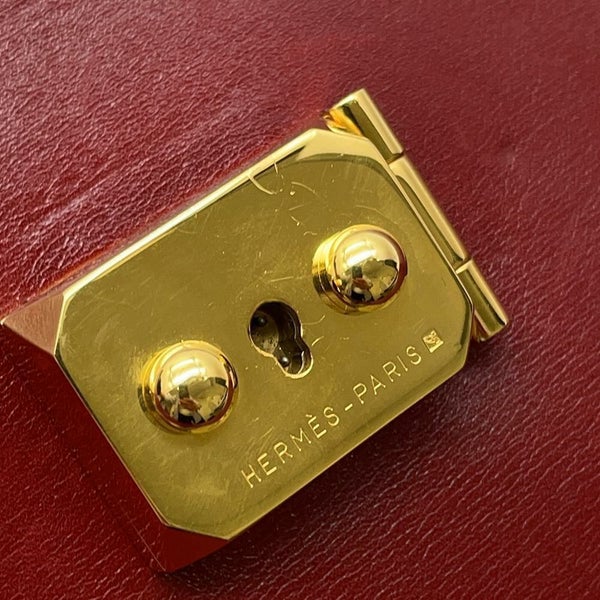 エルメス ビジネスバッグ サックアデペッシュ ルージュアッシュ/ゴールド金具 ボックスカーフ 〇Z刻印 メンズ ハンドバッグ ソルド品