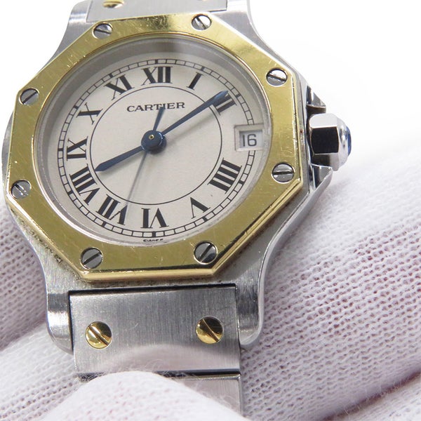 カルティエ サントスオクタゴン SM W2001683 Cartier 腕時計 アイボリー文字盤 クォーツ