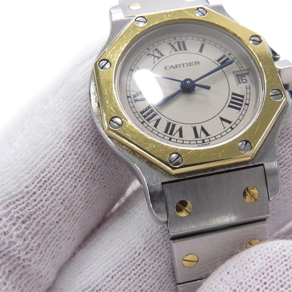カルティエ サントスオクタゴン SM W2001683 Cartier 腕時計 アイボリー文字盤 クォーツ