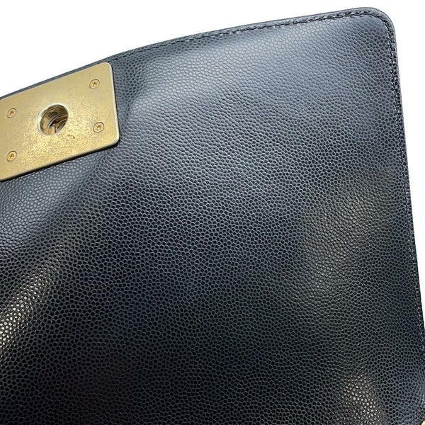 シャネル チェーンショルダーバッグ ココマーク ボーイシャネル キャビアスキン A67086 CHANEL 斜めがけ BOY CHANEL 黒