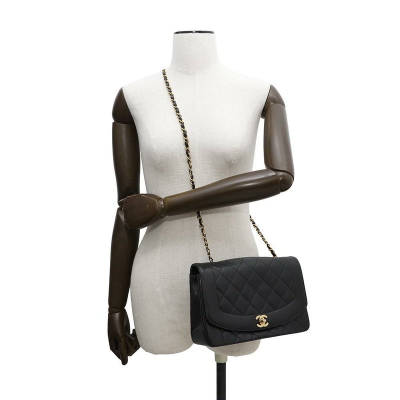 シャネル チェーンショルダーバッグ マトラッセ25 ココマーク ダイアナ ラムスキン A01165 CHANEL 黒