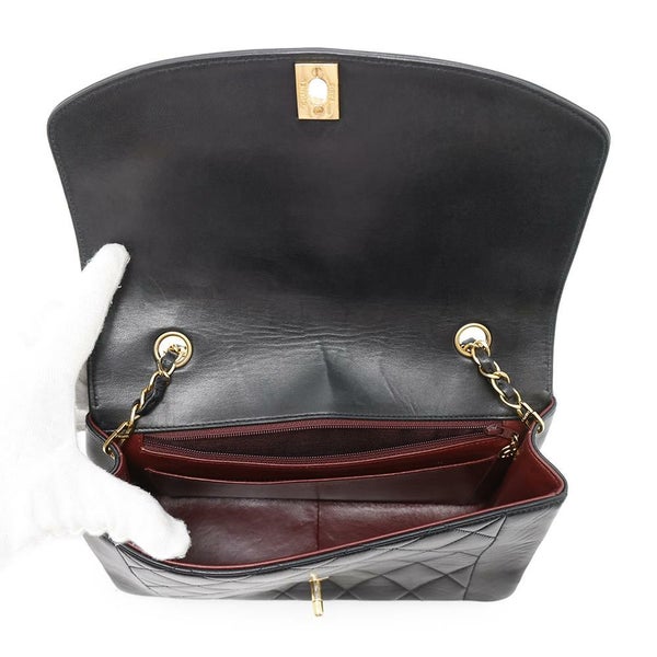 シャネル チェーンショルダーバッグ マトラッセ25 ココマーク ダイアナ ラムスキン A01165 CHANEL 黒