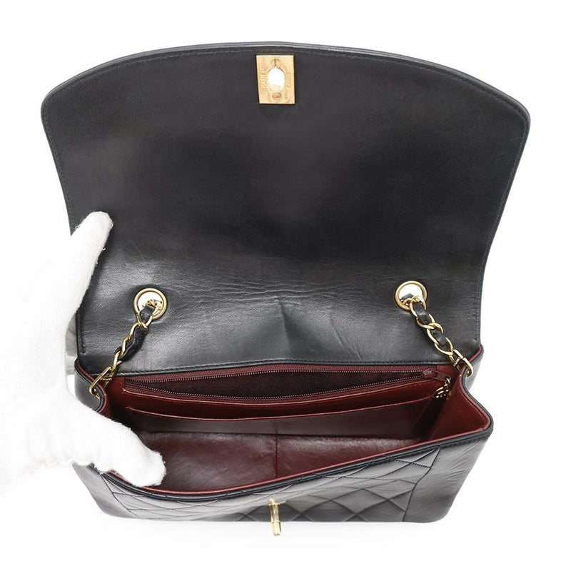 シャネル チェーンショルダーバッグ マトラッセ25 ココマーク ダイアナ ラムスキン A01165 CHANEL 黒