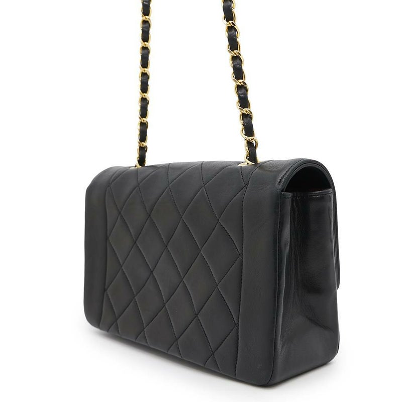 シャネル チェーンショルダーバッグ マトラッセ ココマーク ダイアナ ラムスキン A01164 CHANEL バッグ 斜め掛け 黒