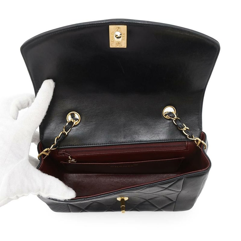 シャネル チェーンショルダーバッグ マトラッセ ココマーク ダイアナ ラムスキン A01164 CHANEL バッグ 斜め掛け 黒