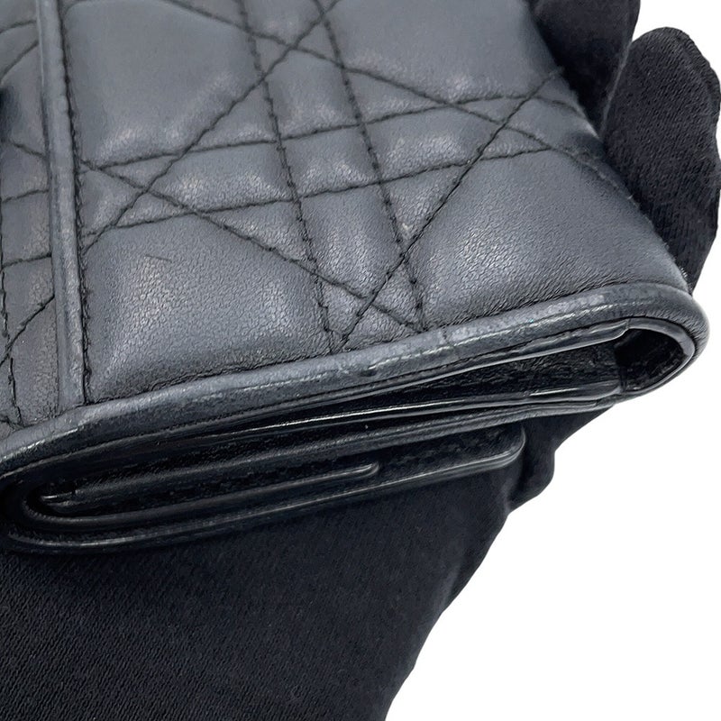 クリスチャン・ディオール 三つ折り財布 レディディオール ロータスウォレット カナージュ S0181ONMJ 黒
