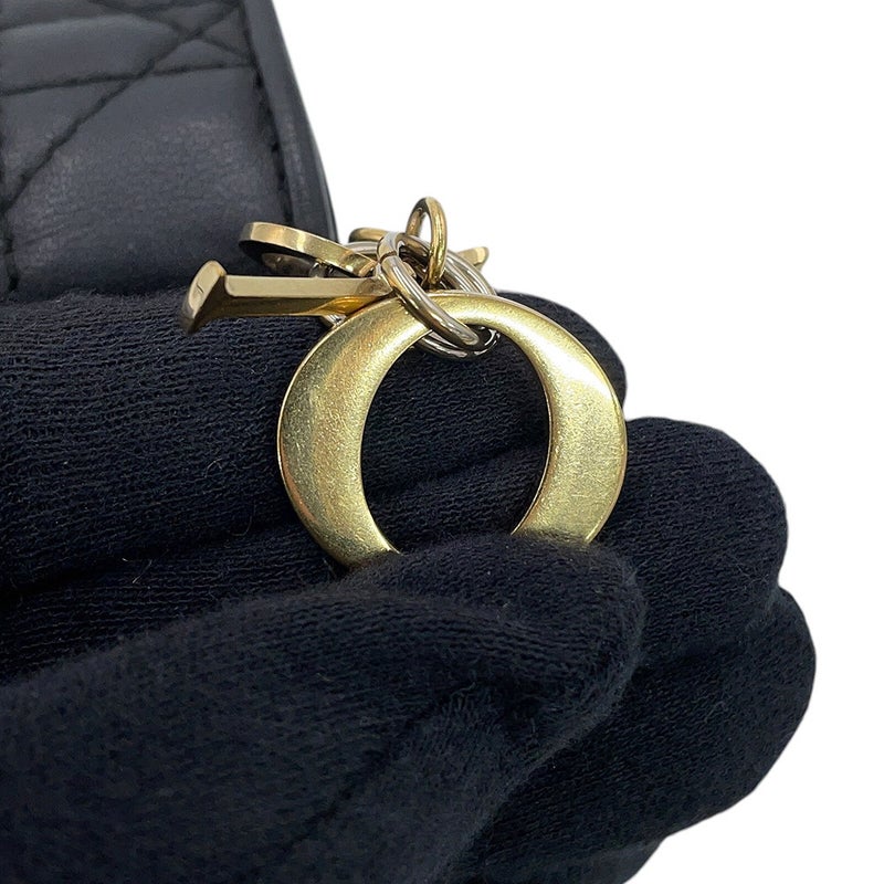 クリスチャン・ディオール 三つ折り財布 レディディオール ロータスウォレット カナージュ S0181ONMJ 黒