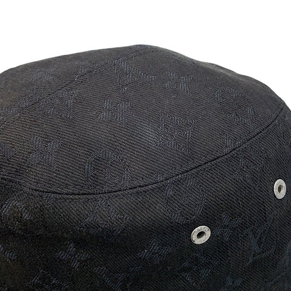 ルイヴィトン ハット リバーシブル バケットハット サイズ58 M76208 LOUIS VUITTON 帽子 黒 ブラック