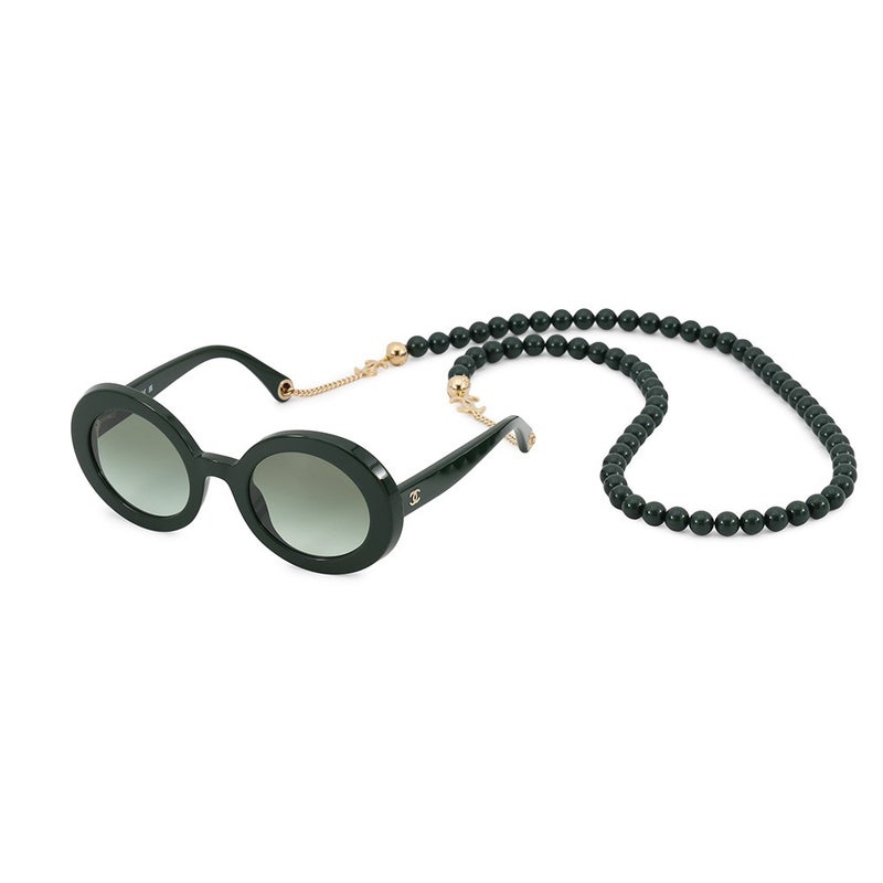 シャネル サングラス ラウンド ココマーク パールチェーン付き 51□25 140 5489-A CHANEL アイウェア