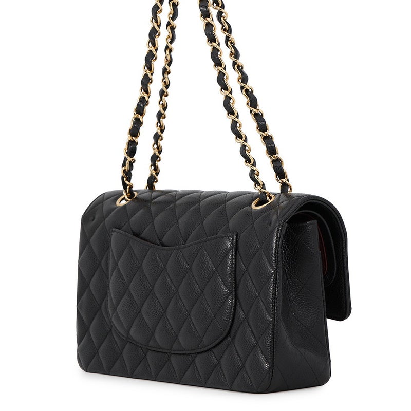 シャネル チェーンショルダーバッグ マトラッセ25 ココマーク ダブルチェーン キャビアスキン A01112 CHANEL 黒