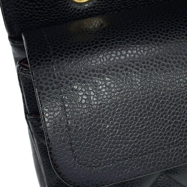 シャネル チェーンショルダーバッグ マトラッセ25 ココマーク ダブルチェーン キャビアスキン A01112 CHANEL 黒