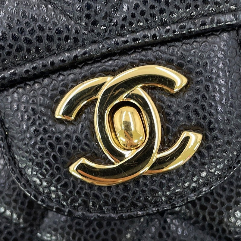 シャネル チェーンショルダーバッグ マトラッセ25 ココマーク ダブルチェーン キャビアスキン A01112 CHANEL 黒