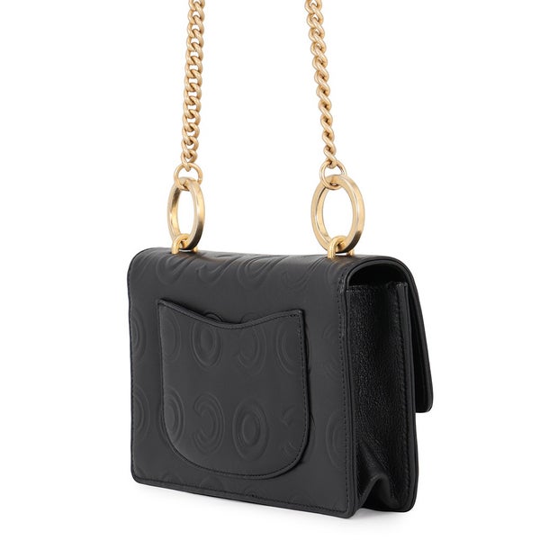 シャネル チェーンショルダーバッグ COCOエンボス ココマーク カーフレザー CHANEL 黒