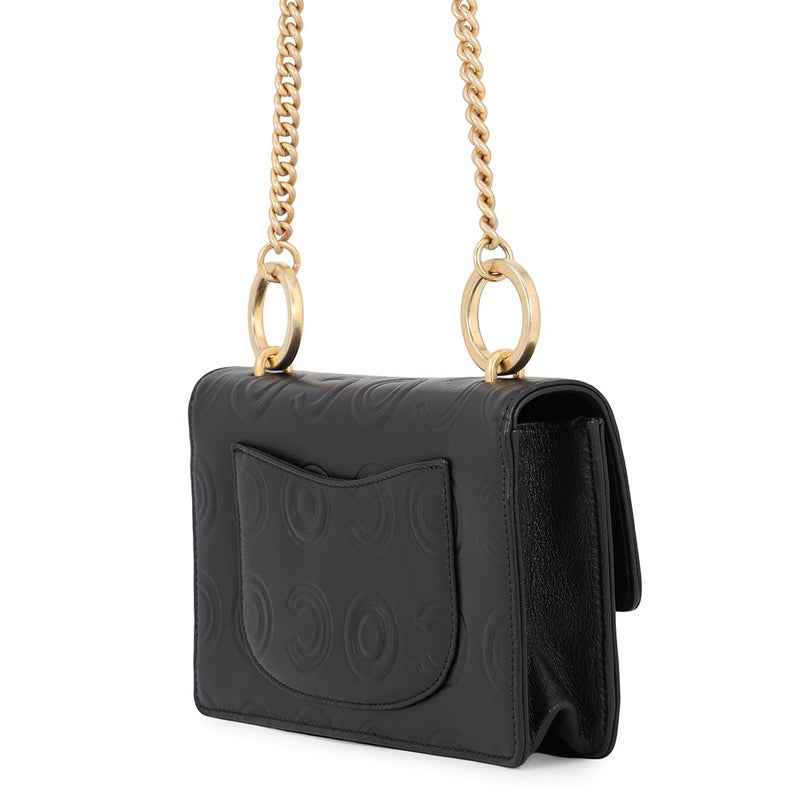 シャネル チェーンショルダーバッグ COCOエンボス ココマーク カーフレザー CHANEL 黒