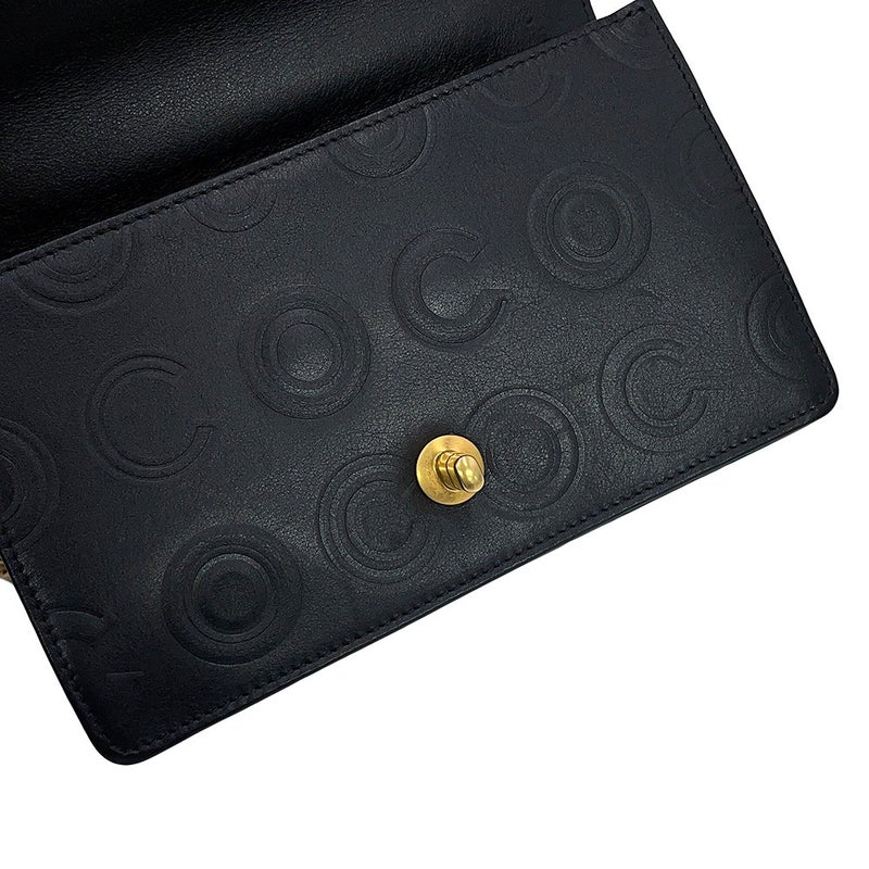 シャネル チェーンショルダーバッグ COCOエンボス ココマーク カーフレザー CHANEL 黒