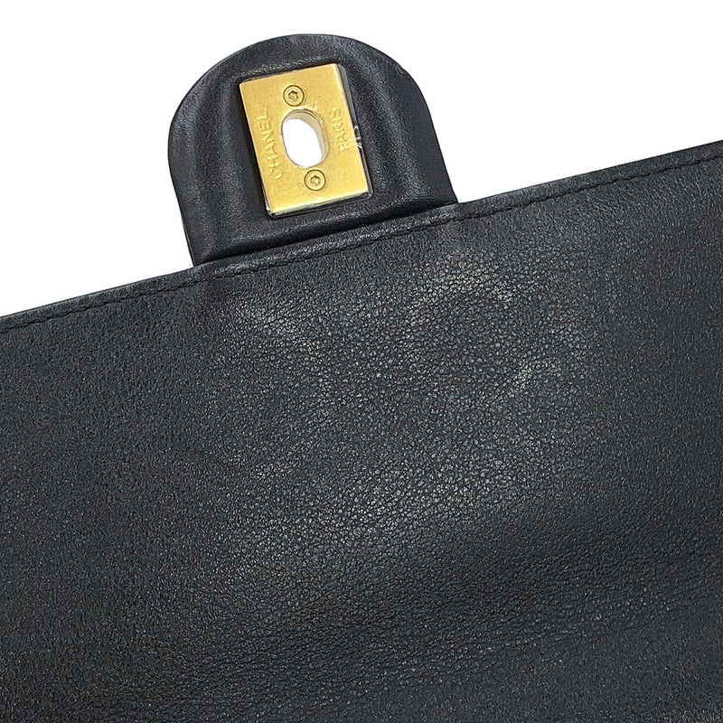 シャネル チェーンショルダーバッグ COCOエンボス ココマーク カーフレザー CHANEL 黒