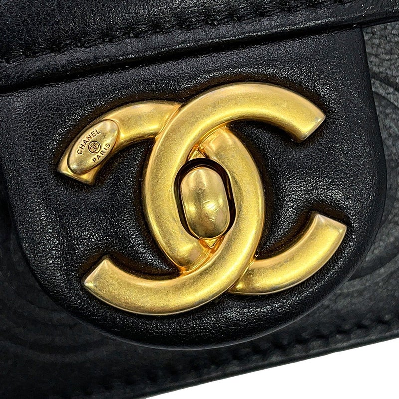 シャネル チェーンショルダーバッグ COCOエンボス ココマーク カーフレザー CHANEL 黒