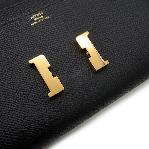 エルメス 長財布 コンスタンス トゥーゴー サングル・コルダージュ ブラック/ゴールド金具 エプソン W刻印 財布 黒