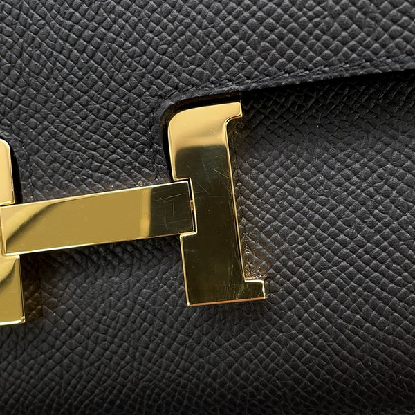 エルメス 長財布 コンスタンス トゥーゴー サングル・コルダージュ ブラック/ゴールド金具 エプソン W刻印 財布 黒