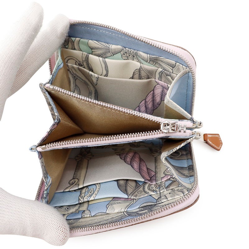 エルメス コインケース アザップコンパクト シルクイン モーヴシルベストル/シルバー金具 エプソン W刻印 財布