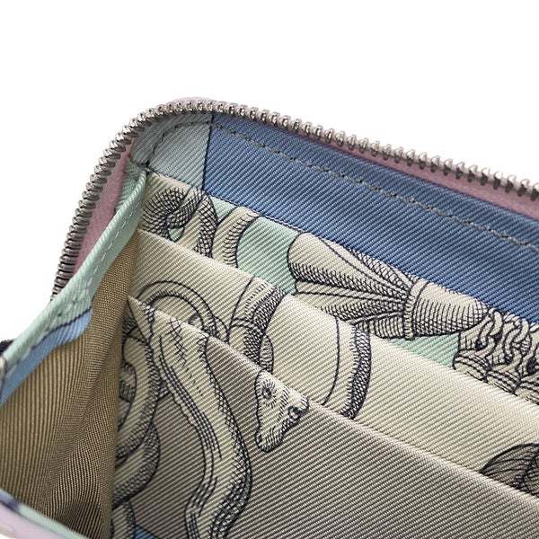 エルメス コインケース アザップコンパクト シルクイン モーヴシルベストル/シルバー金具 エプソン W刻印 財布