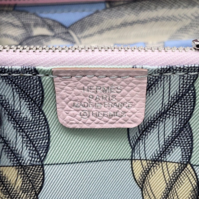 エルメス コインケース アザップコンパクト シルクイン モーヴシルベストル/シルバー金具 エプソン W刻印 財布