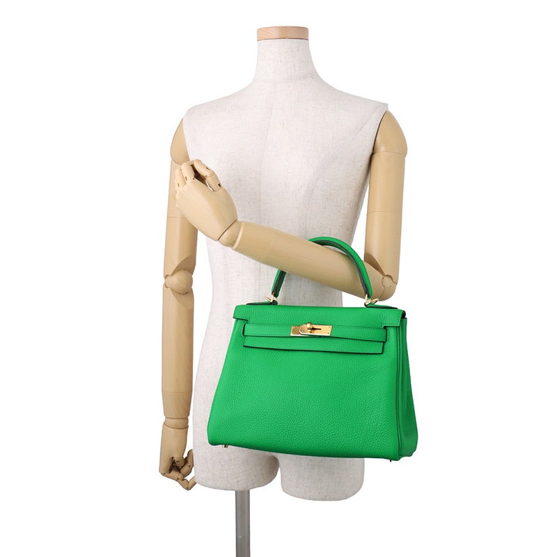 エルメス ハンドバッグ ケリー28 内縫い バンブー/ゴールド金具 トゴ U刻印 HERMES 2wayバッグ