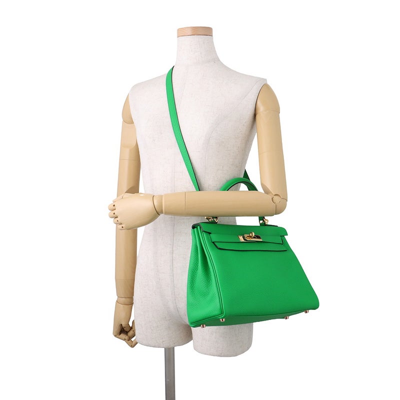 エルメス ハンドバッグ ケリー28 内縫い バンブー/ゴールド金具 トゴ U刻印 HERMES 2wayバッグ