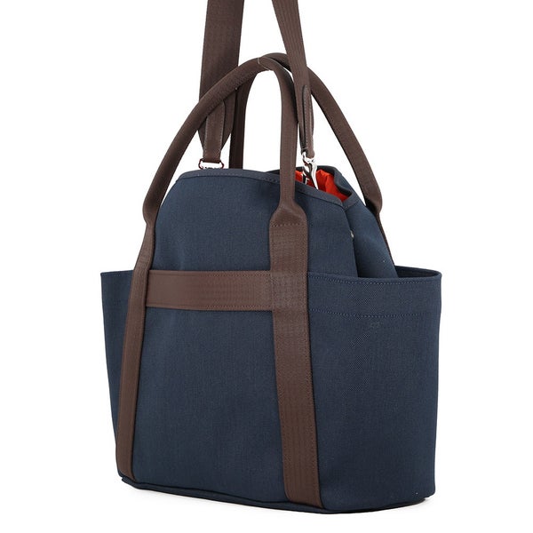 エルメス サックドパンサージュ グルーム ネイビー/フー/シルバー金具 トワルシェブロン/キャンバス K刻印 HERMES