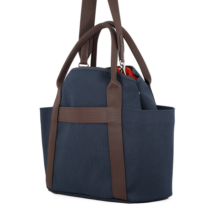 エルメス サックドパンサージュ グルーム ネイビー/フー/シルバー金具 トワルシェブロン/キャンバス K刻印 HERMES