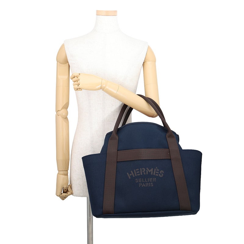 エルメス サックドパンサージュ グルーム ネイビー/フー/シルバー金具 トワルシェブロン/キャンバス K刻印 HERMES