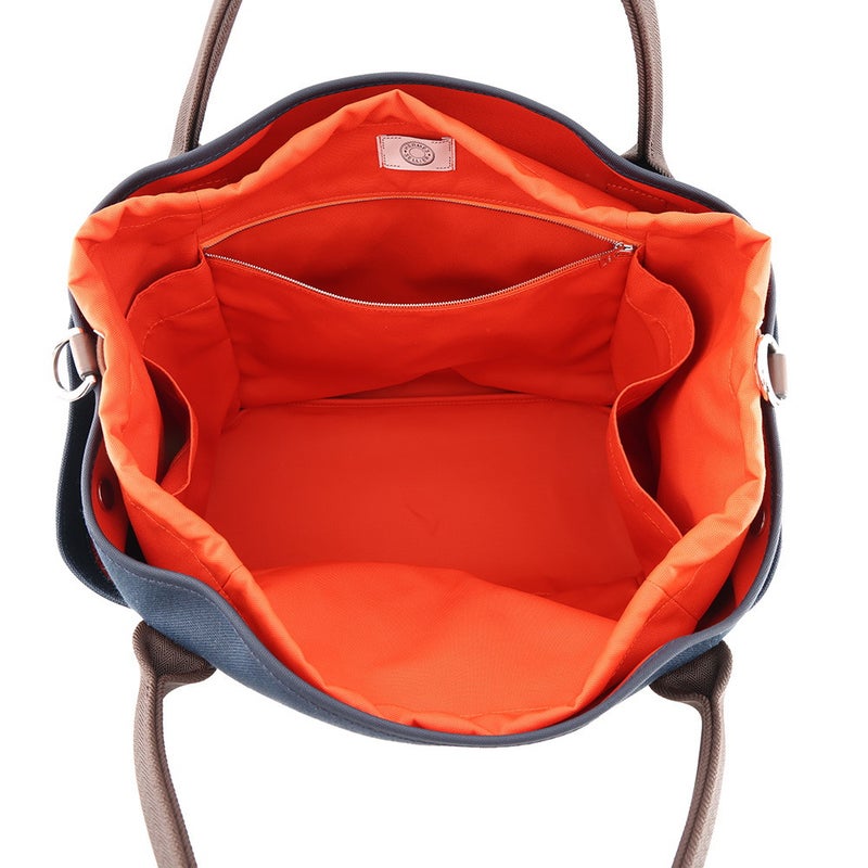 エルメス サックドパンサージュ グルーム ネイビー/フー/シルバー金具 トワルシェブロン/キャンバス K刻印 HERMES