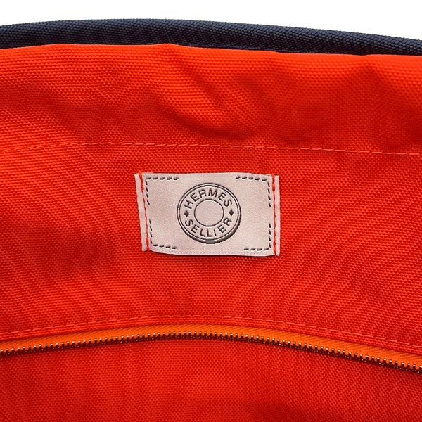 エルメス サックドパンサージュ グルーム ネイビー/フー/シルバー金具 トワルシェブロン/キャンバス K刻印 HERMES