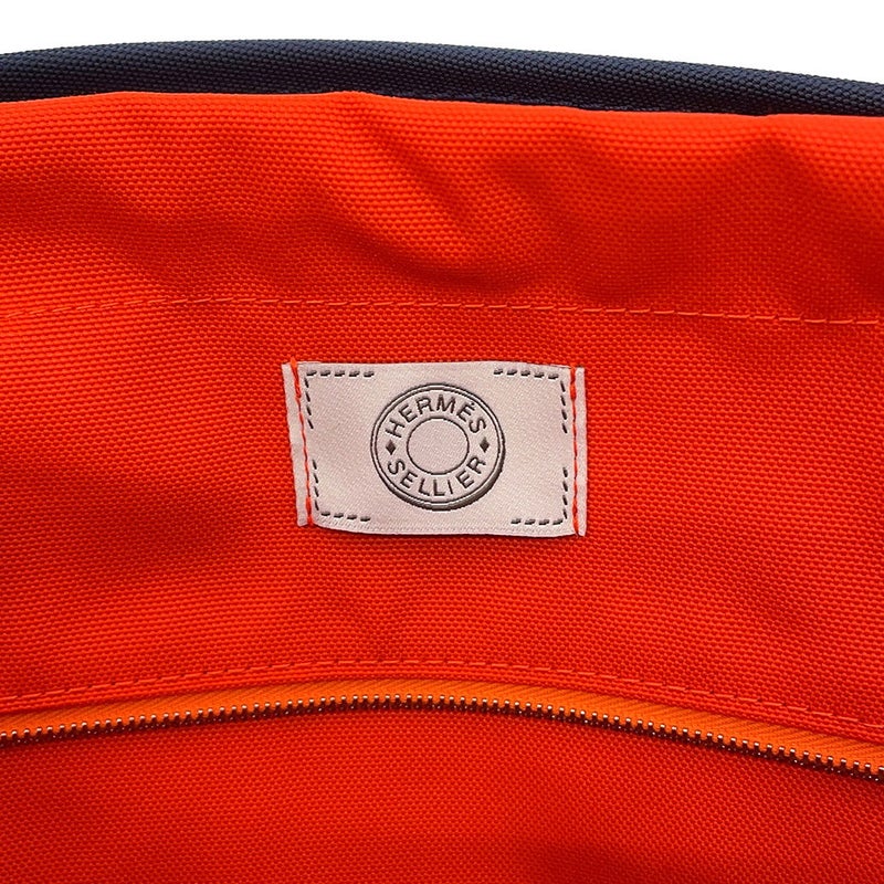 エルメス サックドパンサージュ グルーム ネイビー/フー/シルバー金具 トワルシェブロン/キャンバス K刻印 HERMES