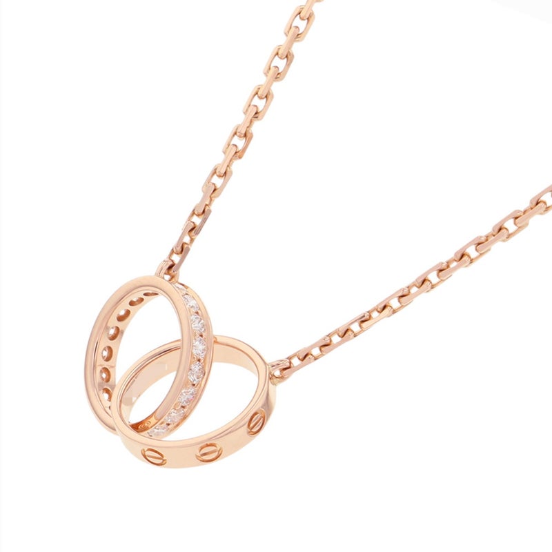 カルティエ ネックレス LOVE セミパヴェ ダイヤモンド 18P 計0.22ct K18PGピンクゴールド B7013900 ベビーラブ ペンダント
