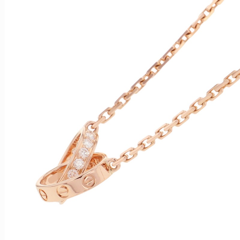 カルティエ ネックレス LOVE セミパヴェ ダイヤモンド 18P 計0.22ct K18PGピンクゴールド B7013900 ベビーラブ ペンダント