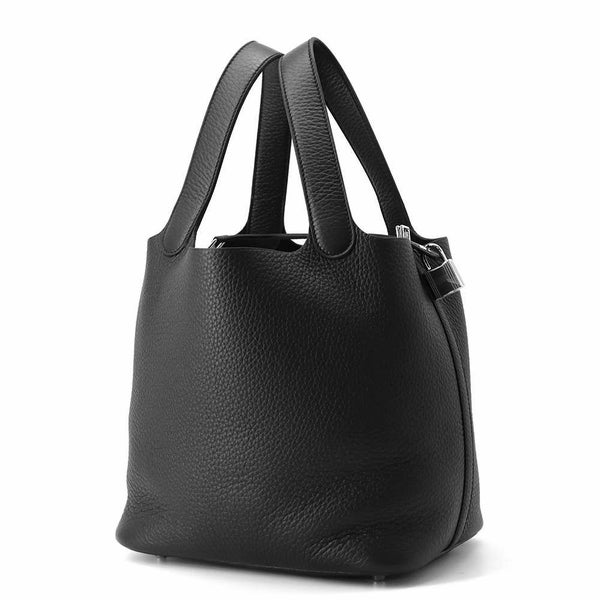 エルメス ハンドバッグ ピコタンロックMM ブラック/シルバー金具 トリヨンクレマンス K刻印 HERMES トートバッグ 黒