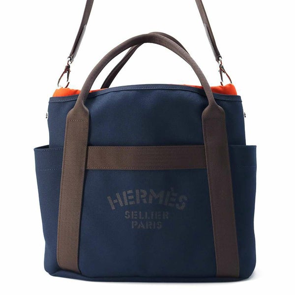 エルメス サックドパンサージュ グルーム SAC DE PANSAGE GROOM ネイビー/フー B刻印 2wayショルダーバッグ