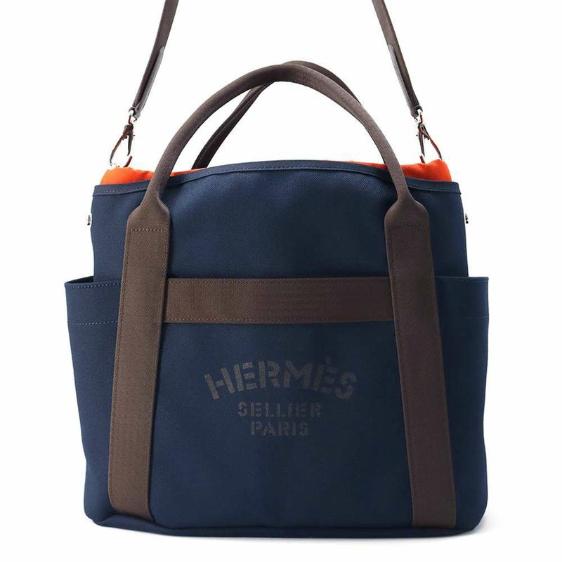 エルメス サックドパンサージュ グルーム SAC DE PANSAGE GROOM ネイビー/フー B刻印 2wayショルダーバッグ