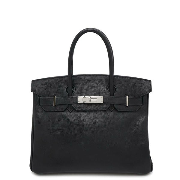 エルメス バーキン30 ブラック/シルバー金具 エプソン □K刻印 HERMES Birkin ハンドバッグ 黒