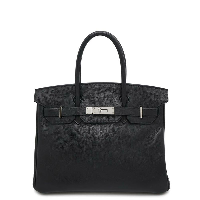 エルメス バーキン30 ブラック/シルバー金具 エプソン □K刻印 HERMES Birkin ハンドバッグ 黒