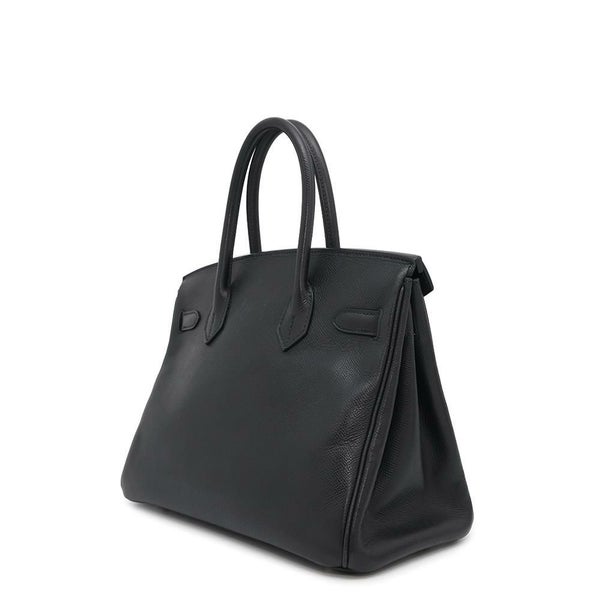 エルメス バーキン30 ブラック/シルバー金具 エプソン □K刻印 HERMES Birkin ハンドバッグ 黒