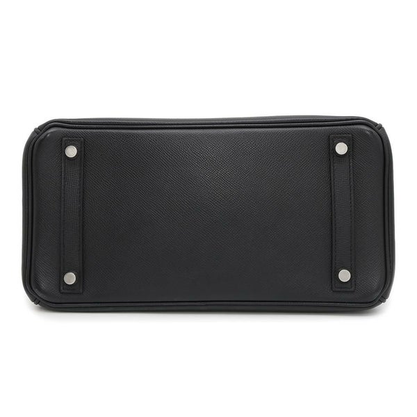 エルメス バーキン30 ブラック/シルバー金具 エプソン □K刻印 HERMES Birkin ハンドバッグ 黒