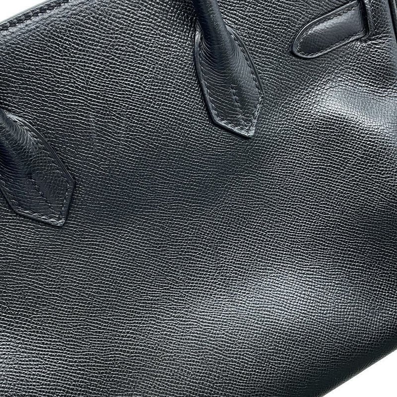 エルメス バーキン30 ブラック/シルバー金具 エプソン □K刻印 HERMES Birkin ハンドバッグ 黒